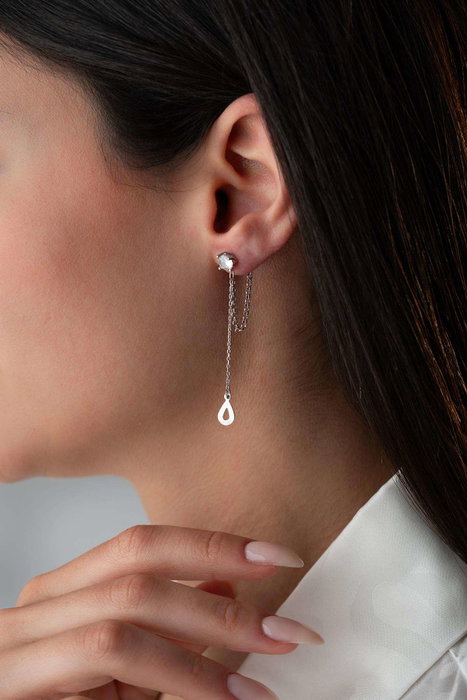 Heliophilia Silver Pendientes de Plata de Ley con Recubrimiento de Rodio